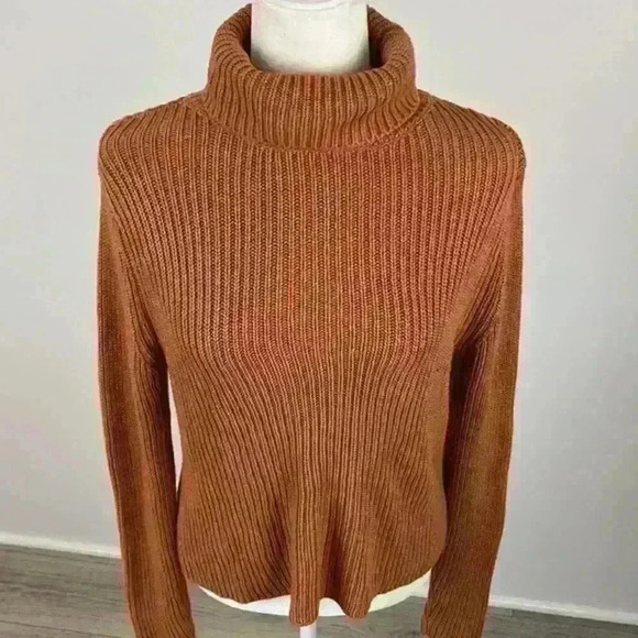 Don’t Ask Why Orange Turtleneck Knit Sweater Size OSFM - Picture 2 of 8